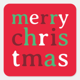 Rode witte en groene kerst vierkante sticker