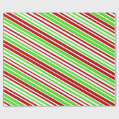 Rode, witte en groene kerststrepen cadeaupapier (Vlak)