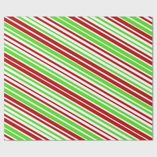 Rode, witte en groene kerststrepen cadeaupapier (Vlak)
