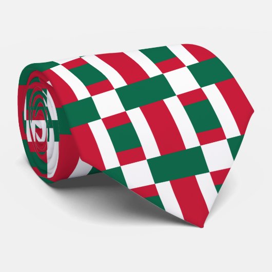 Rode witte en groene kleurenblok Afdrukken Stropdas (Opgerold)