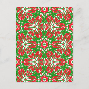 Rode, witte en groene sneeuwvlokken briefkaart