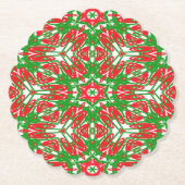Rode, witte en groene sneeuwvlokken kartonnen onderzetters (Voorkant)