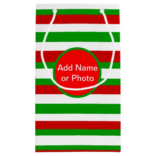 Rode, witte en groene strepen klein cadeauzakje (Achterkant)