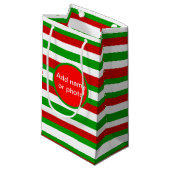 Rode, witte en groene strepen klein cadeauzakje (Voorkant Gekanteld)