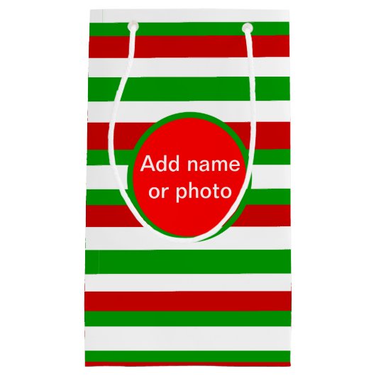 Rode, witte en groene strepen klein cadeauzakje (Voorkant)