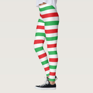 Rode, witte en groene strepen leggings