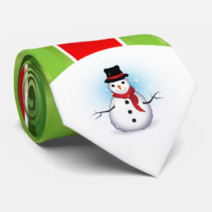 Rode witte en groene strepen met Snowman op Stropdas