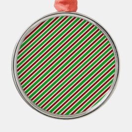 Rode, Witte en Groene Strepen Metalen Ornament