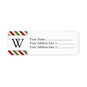 Rode, witte en groene strepen + monogram etiket (Voorkant)