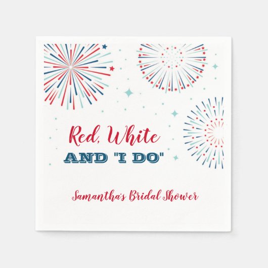 Rode, Witte en IK DOE Trouwfeest Servet (Voorkant)