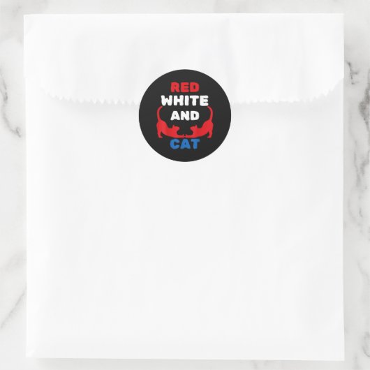Rode Witte En Kat Patriottische Grappige Kat Ameri Ronde Sticker (Tas)