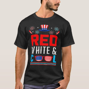 Rode witte en koele zonnebril vuurwerk USA vlag 4 T-shirt