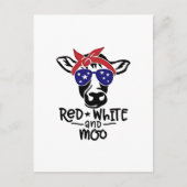 Rode Witte en Moo Patriottische Koe Vierde juli Feestdagenkaart (Voorkant)