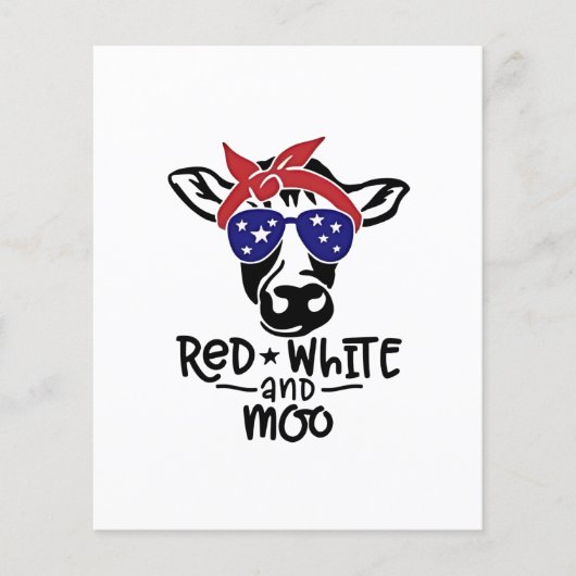 Rode Witte en Moo Patriottische Koe Vierde juli Flyer (Voorkant)