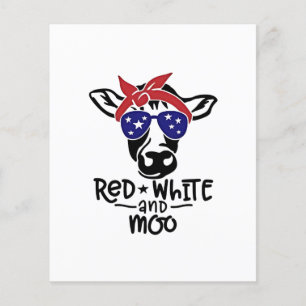 Rode Witte en Moo Patriottische Koe Vierde juli Flyer