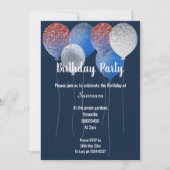 RODE WITTE EN NAVY BLUE BIRTHDAY BALLOON KAART (Voorkant)