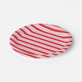 Rode, witte en roze dik en dunne strepen papieren bordje (Gekanteld)