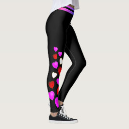 Rode Witte en Roze Harten (bewerkbaar) Leggings