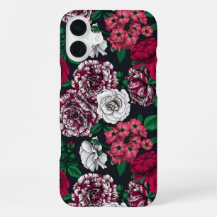 Rode, witte en tweekleurige rozen met groene blade iPhone 16 plus hoesje
