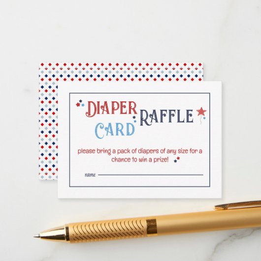 Rode Witte en Uitgestelde Luier Raffle Kaart (Voorkant / Achterkant in situ)