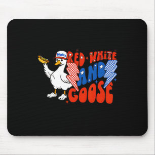 Rode Witte En Wilde Grappige Gans Hotdog 4 Juli Muismat