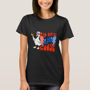 Rode Witte En Wilde Grappige Gans Hotdog 4 Juli T-shirt