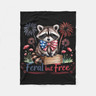 Rode Witte En Wilde Maar Vrije Wasbeer Patriottisc Fleece Deken