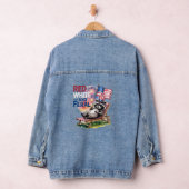 Rode witte en wilde wasbeer denim jacket (Hangar)