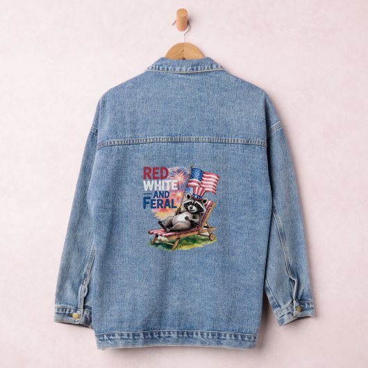 Rode witte en wilde wasbeer denim jacket (Hangar)