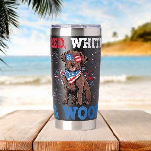 Rode Witte En Woof Labrador Retriever Hond 4 Juli Geïsoleerde Drinkbeker