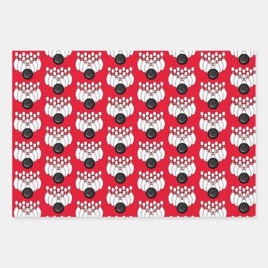 Rode, witte en zwarte bowlingballen en spelden inpakpapier vel (Voorkant 2)