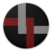 Rode, witte en zwarte knop voor geometrische klepp (Voorkant)