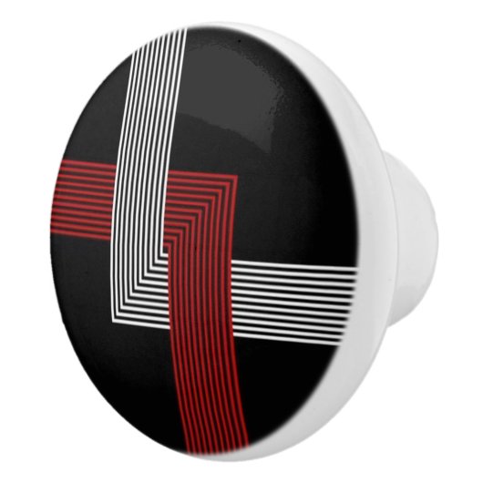 Rode, witte en zwarte knop voor geometrische klepp (Rechts)