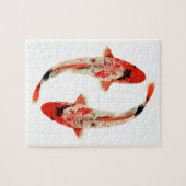 Rode, witte en zwarte koi vis legpuzzel (Horizontaal)