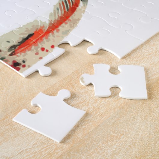 Rode, witte en zwarte koi vis legpuzzel (Zijkant)