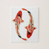 Rode, witte en zwarte koi vis legpuzzel (Verticaal)