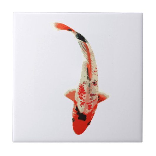 Rode, witte en zwarte koi vis tegeltje (Voorkant)
