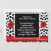 Rode witte en zwarte monogram luipaard kaart (Achterkant)