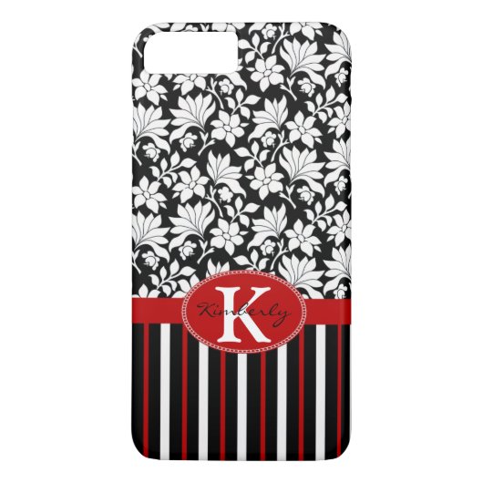 Rode, witte en zwarte naam / initiaal Case-Mate iPhone case (Achterkant)