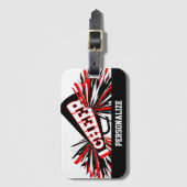 Rode, witte en zwarte schaakster Megaphone Bagagelabel (Voorkant (verticaal))