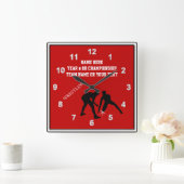 Rode, witte en zwarte, speciaal gepersonaliseerde  vierkante klok (Huis)