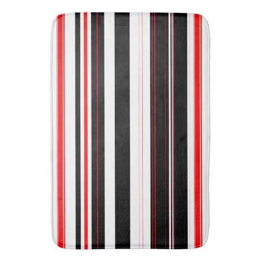 Rode witte en zwarte strepen badmat (Voorkant Verticaal)