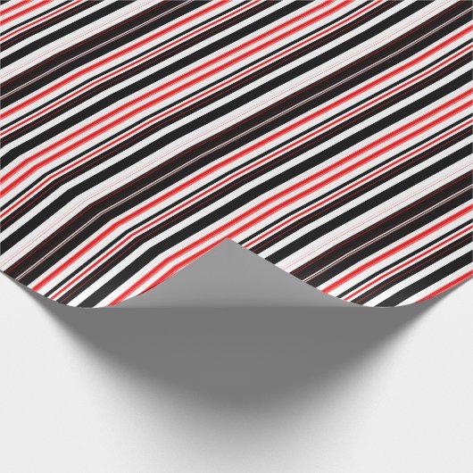 Rode witte en zwarte strepen cadeaupapier (Hoek)