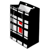 Rode witte en zwarte strepen medium cadeauzakje (Voorkant Gekanteld)