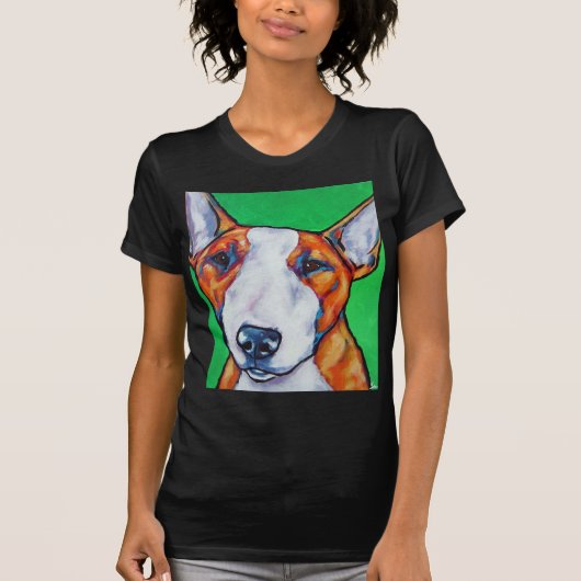 Rode/witte Engelse bull Terrier T-shirt (Voorkant)