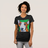 Rode/witte Engelse bull Terrier T-shirt (Voorkant volledig)