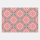 Rode witte etnische mozaïekgeometrische patronen inpakpapier vel (Voorkant)