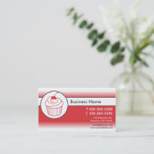 Rode witte fade cupcake aangepaste visitekaartjes (Staand voorkant)