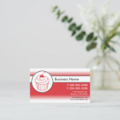 Rode witte fade cupcake aangepaste visitekaartjes (Staand voorkant)