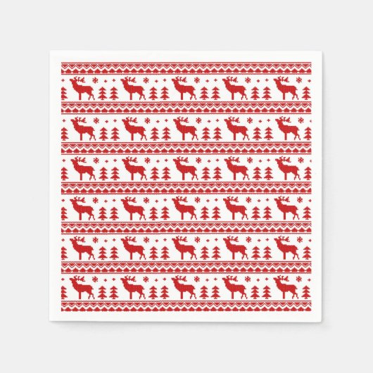 Rode Witte Fair Isle Kerst Trui Patroon Servetten (Voorkant)
